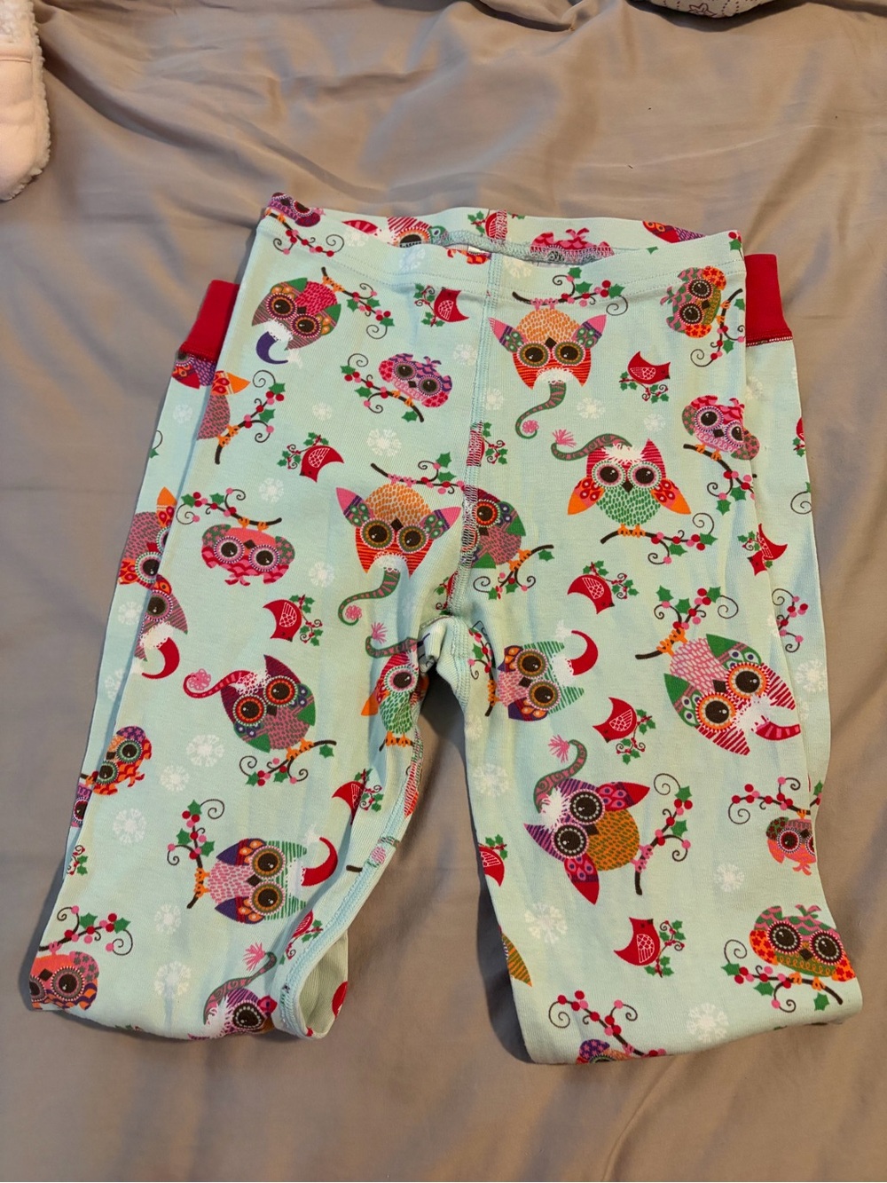 Hanna Andersson Girls 10 Aqua Owl-Print Kids Pajama Leggings